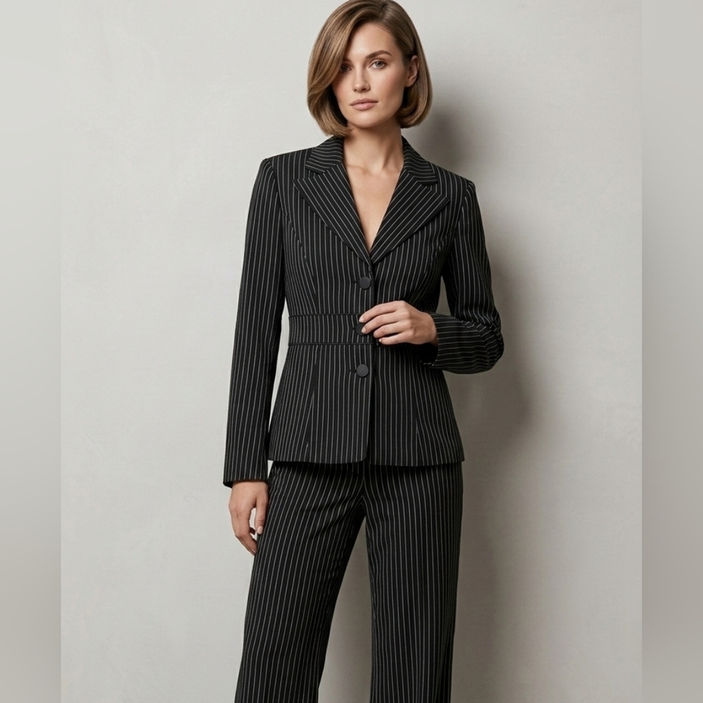 B. Smart Charcoal Pinstripe Blazer